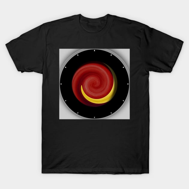 Red and Yellow Futuristic Art T-Shirt by piksimp